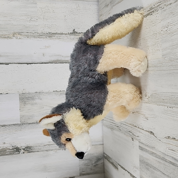 Aurora Wolf Stuffed Animal plush Wily Wolf tan and gray - Picture 5 of 10